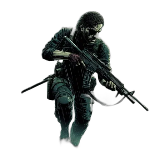 weapon, staff, jacket, mask transparent PNG cut-out