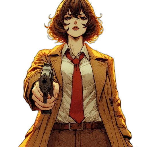 jacket, weapon, staff, comic book art transparent PNG cut-out