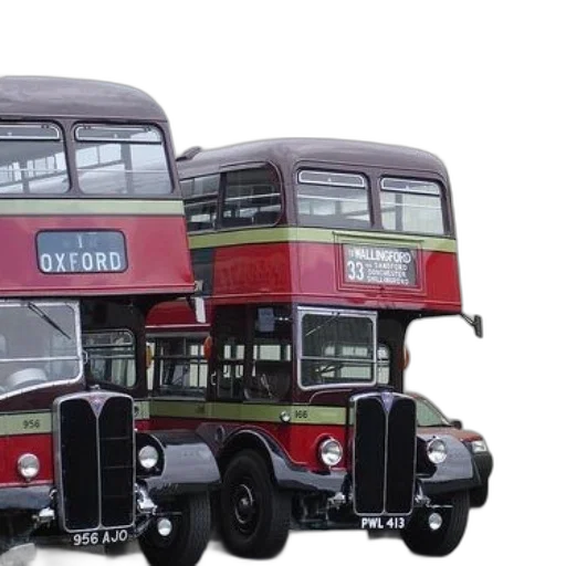 3d render, two, vintage, double-decker transparent PNG cut-out