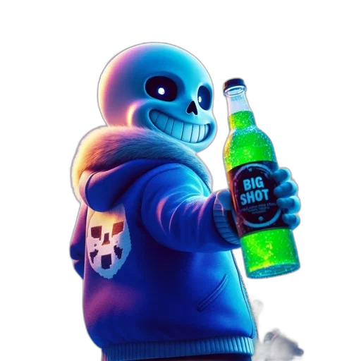 bottle, robot, jacket, creature transparent PNG cut-out