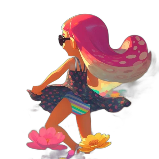 dress, hair, concept art, watercolor transparent PNG cut-out