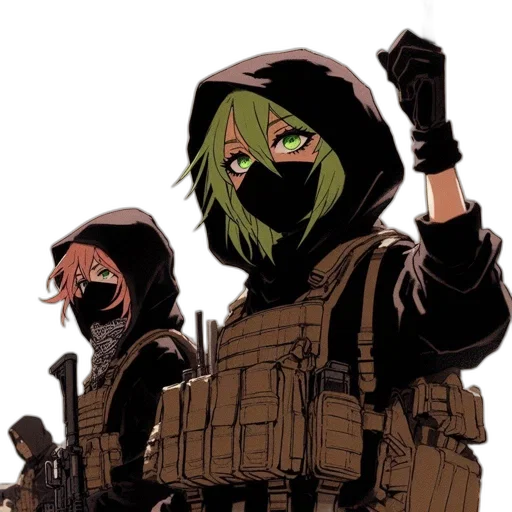 weapon, mask, jacket, concept art transparent PNG cut-out