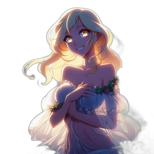 dress, crown, flower, staff transparent PNG cut-out