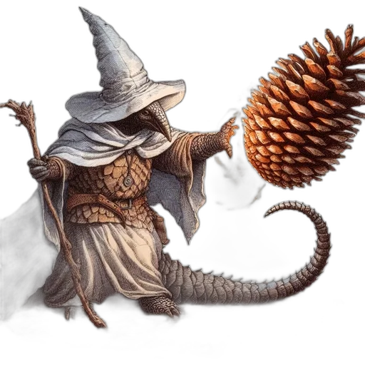 dragon, hat, staff, creature transparent PNG cut-out