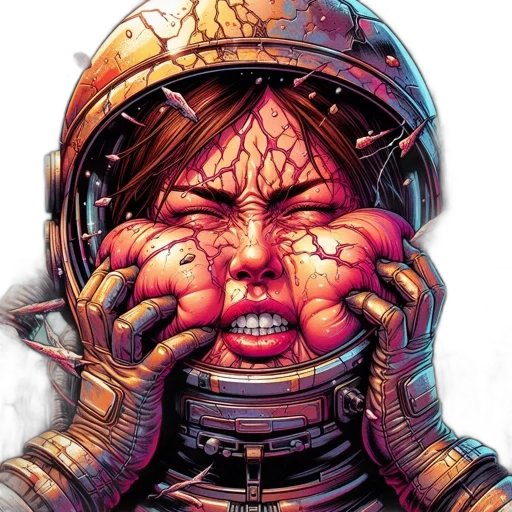face, mask, robot, comic book art transparent PNG cut-out