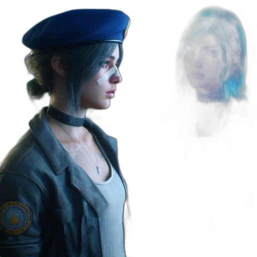 face, staff, hat, jacket transparent PNG cut-out