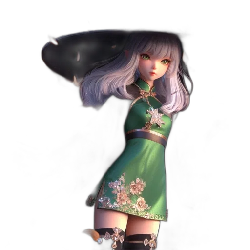dress, umbrella, flower, staff transparent PNG cut-out