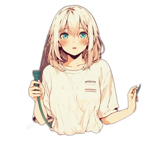 dress, hair, staff, weapon transparent PNG cut-out