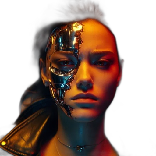 robot, face, mask, cyberpunk transparent PNG cut-out