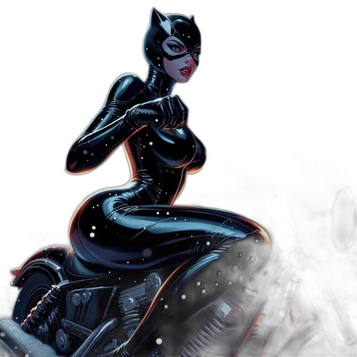 comic book art, concept art, fantasy art, catwoman transparent PNG cut-out