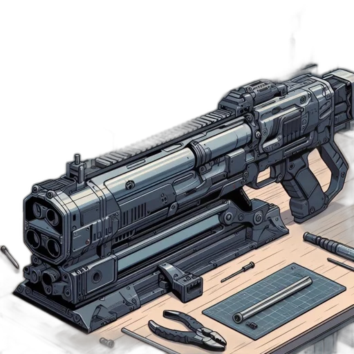 weapon, concept art, 3d render, cyberpunk transparent PNG cut-out