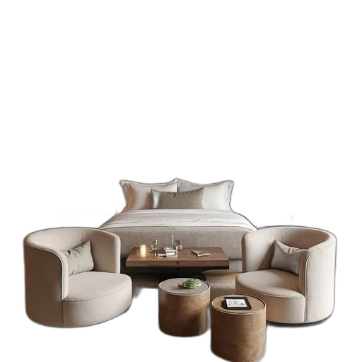 furniture, 3d render, photorealistic, earth tones transparent PNG cut-out