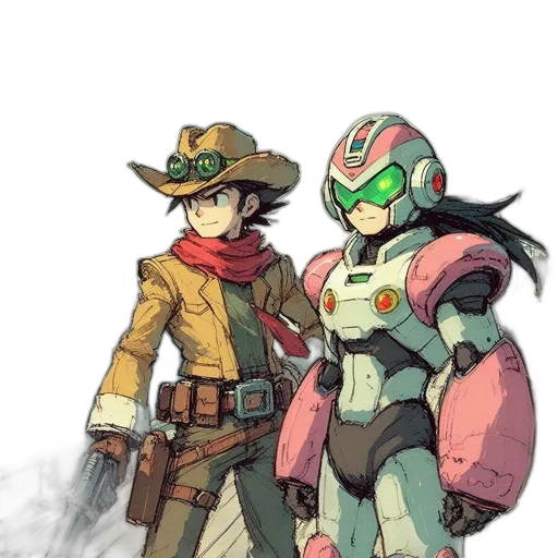 robot, jacket, weapon, hat transparent PNG cut-out