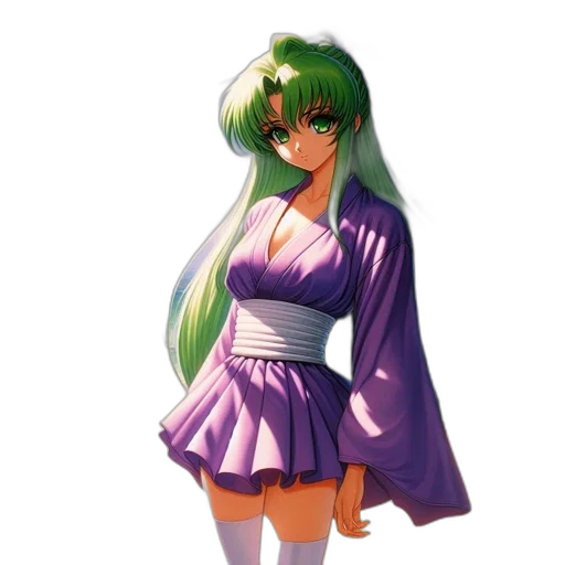 dress, staff, vaporwave, pixel art transparent PNG cut-out