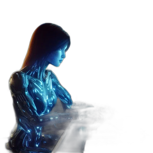 robot, dress, 3d render, cyberpunk transparent PNG cut-out