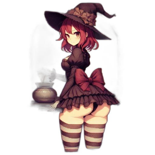 dress, hat, staff, creature transparent PNG cut-out