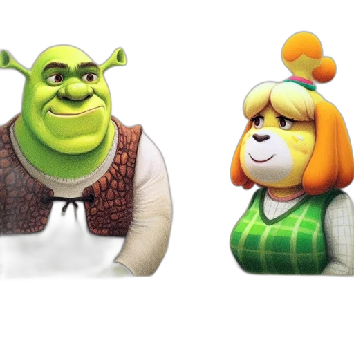 3d render, concept art, photorealistic, shrek transparent PNG cut-out