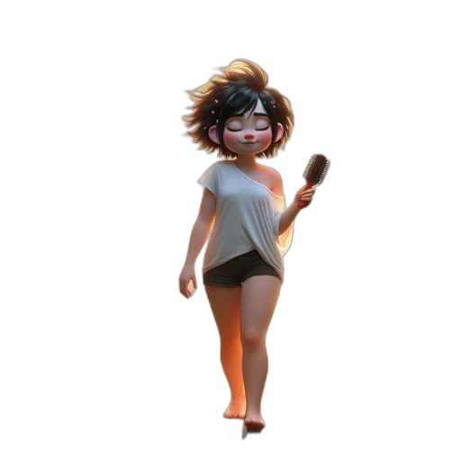 dress, hair, creature, staff transparent PNG cut-out