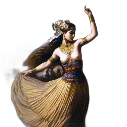 dress, staff, dragon, hair transparent PNG cut-out