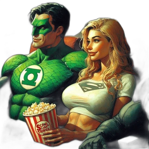 comic book art, concept art, green, superheroes transparent PNG cut-out