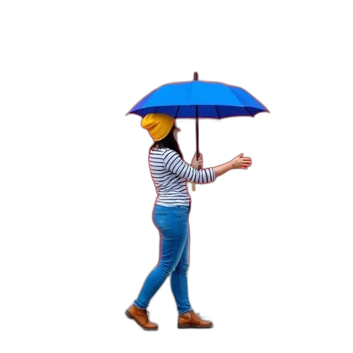 umbrella, jacket, hat, staff transparent PNG cut-out