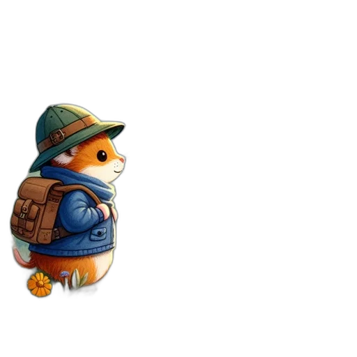 hat, jacket, staff, animal transparent PNG cut-out