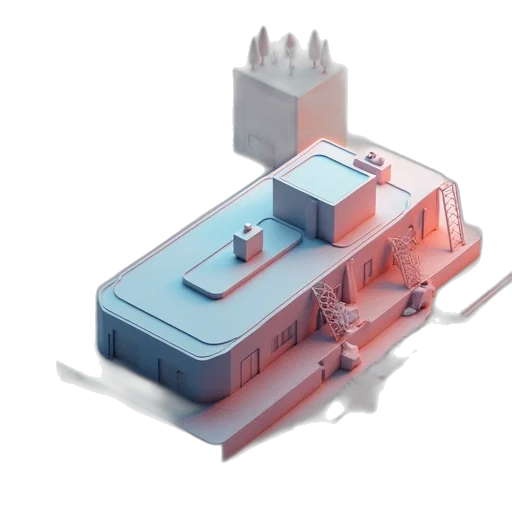 building, 3d render, concept art, pastel transparent PNG cut-out