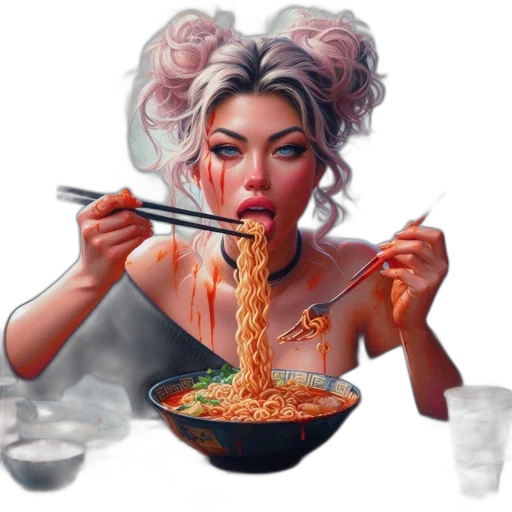 food, face, hair, photorealistic transparent PNG cut-out