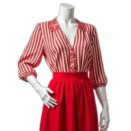dress, jacket, red, mannequin transparent PNG cut-out