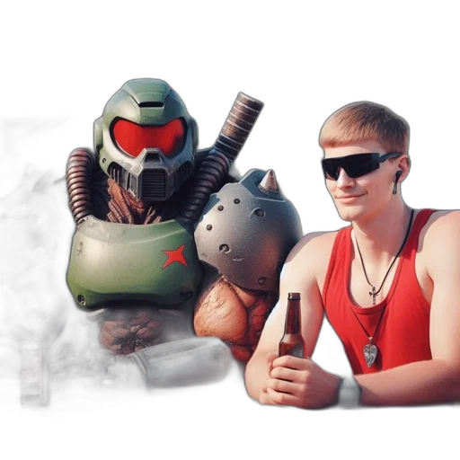 robot, weapon, mask, concept art transparent PNG cut-out