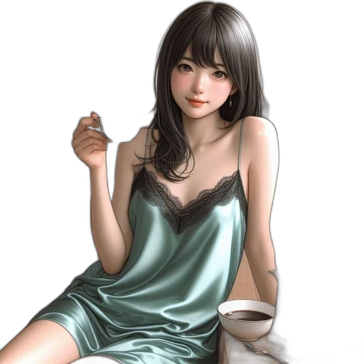 dress, jewelry, face, photorealistic transparent PNG cut-out