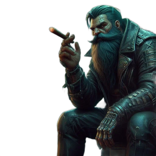 jacket, weapon, concept art, cyberpunk transparent PNG cut-out