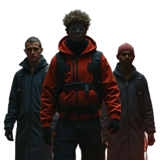 jacket, staff, face, mask transparent PNG cut-out