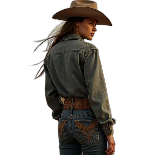 jacket, hat, hair, photorealistic transparent PNG cut-out
