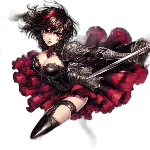 sword, weapon, dress, fantasy art transparent PNG cut-out