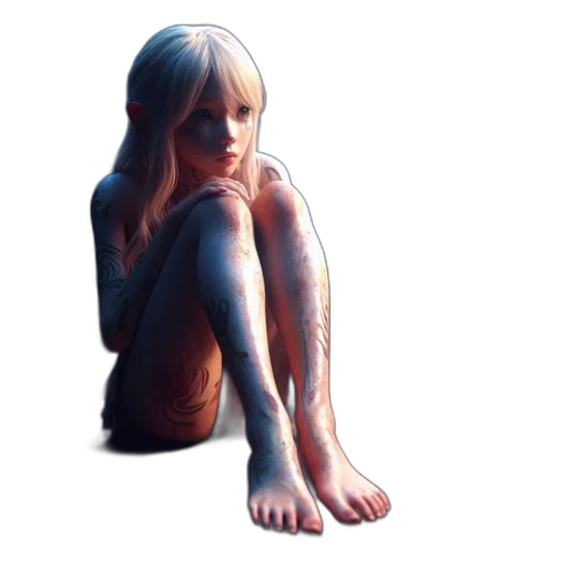 creature, dress, hair, face transparent PNG cut-out