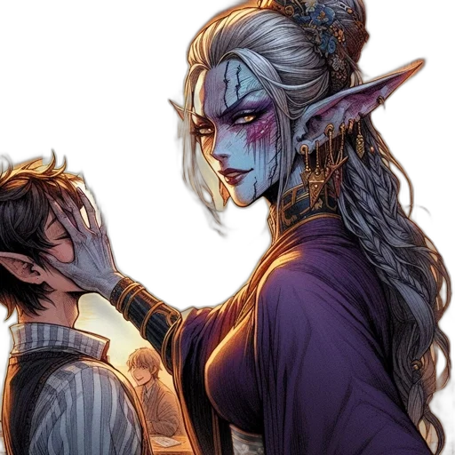 fantasy art, comic book art, concept art, two transparent PNG cut-out