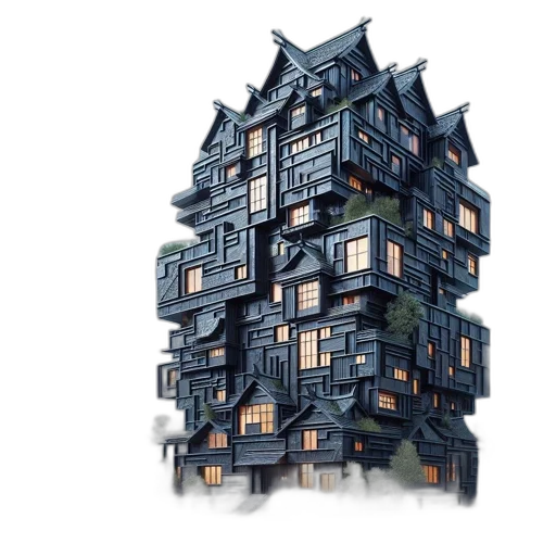 building, 3d render, concept art, pixel art transparent PNG cut-out