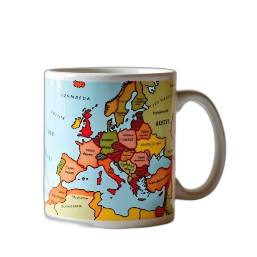 map, europe, coffee, mugs transparent PNG cut-out