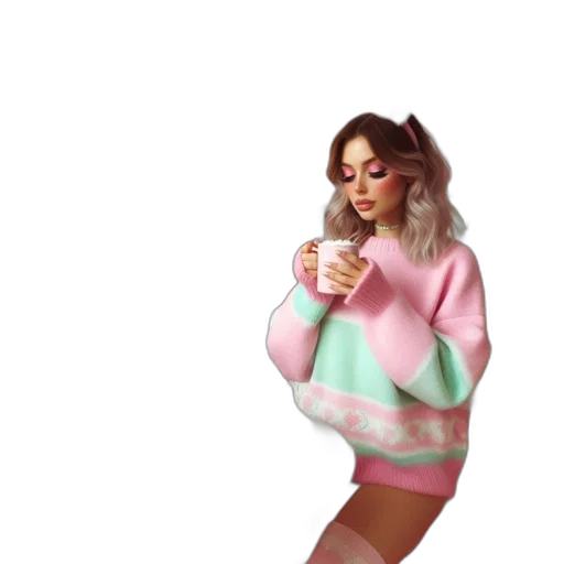 dress, jacket, vaporwave, pixel art transparent PNG cut-out