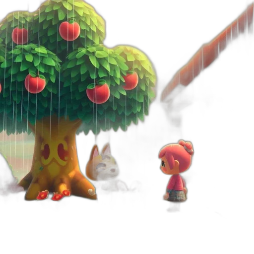 tree, umbrella, concept art, 3d render transparent PNG cut-out