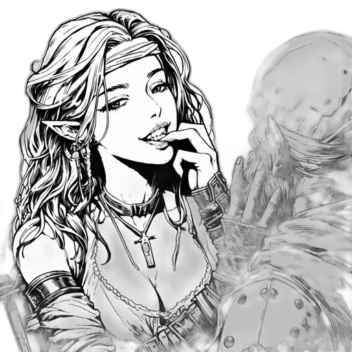 face, dress, comic book art, concept art transparent PNG cut-out