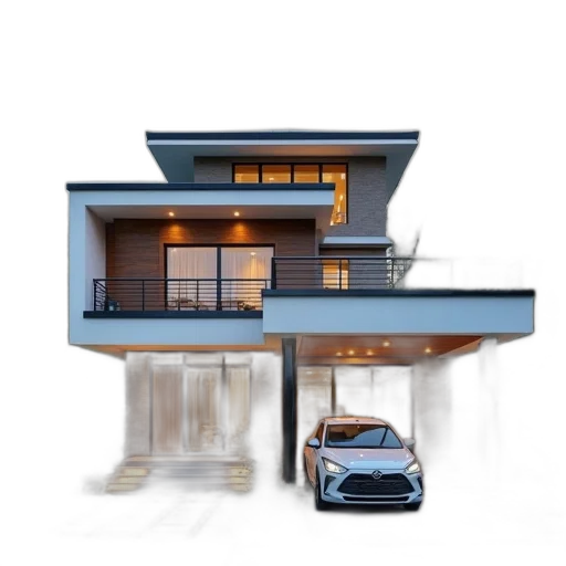 building, car, 3d render, photorealistic transparent PNG cut-out