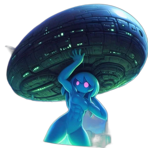 hat, robot, creature, staff transparent PNG cut-out