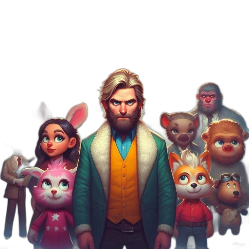 jacket, animal, staff, concept art transparent PNG cut-out