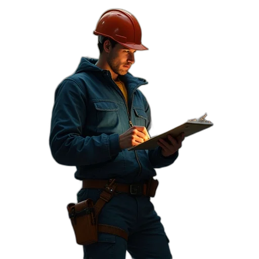 staff, jacket, hat, robot transparent PNG cut-out