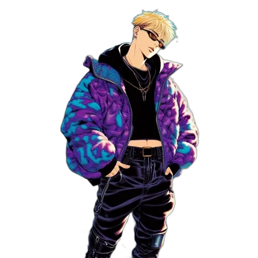 jacket, cartoon, concept art, vaporwave transparent PNG cut-out