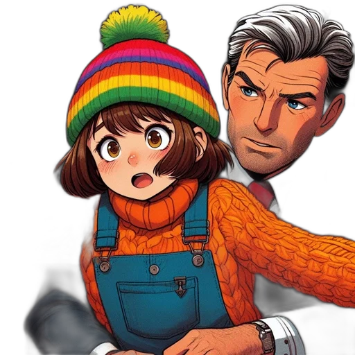 hat, jacket, face, staff transparent PNG cut-out