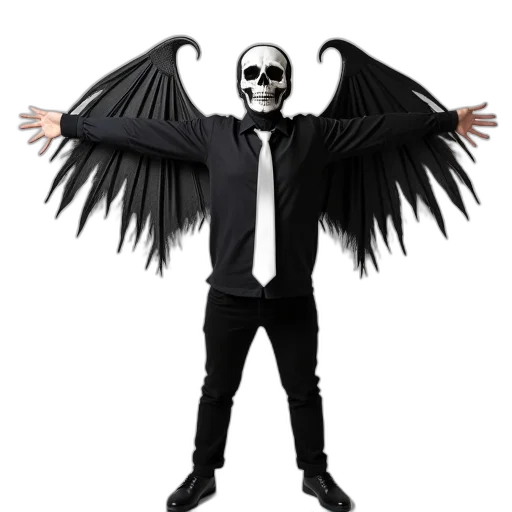 mask, jacket, staff, creature transparent PNG cut-out