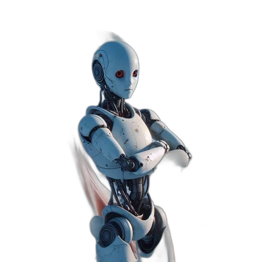 robot, staff, 3d render, concept art transparent PNG cut-out
